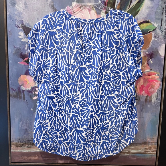 H&M Blue and White Patterned Blouse M - Picture 3 of 4